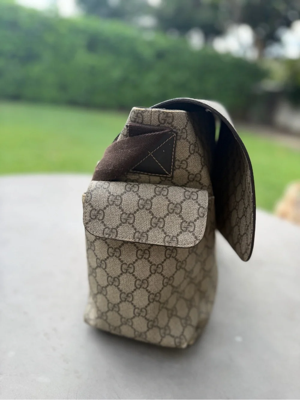 Gucci Brown | GG Plus Monogram Baby Messenger Diaper Bag